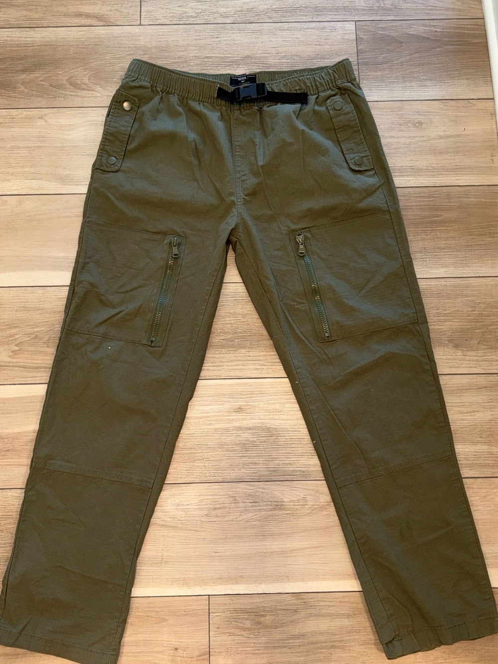 Forever 21 Men's Olive Cargo Pants with Utility Zippers